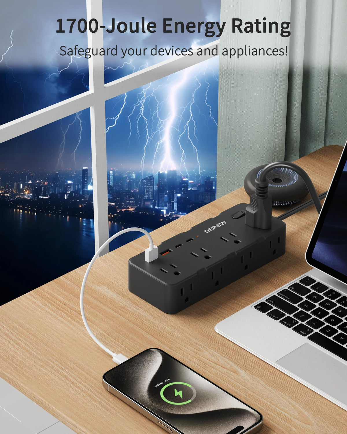 DEPOW flat plug 45-degree fits behind furniture