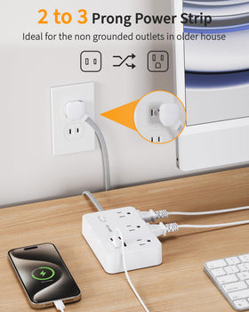 DEPOW flat right-angle plug fitted behind furniture to save space