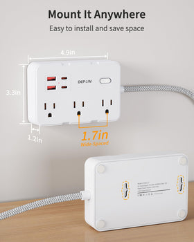 DEPOW powering phone laptop and lamp in a home office for simultaneous charging