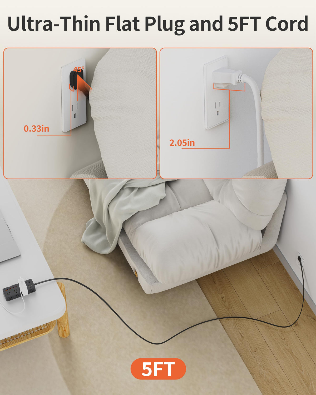 Depow 1700J surge protection shields electronics from spikes and surges.