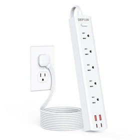 DEPOW power strip with five outlets and four USB ports for organized charging