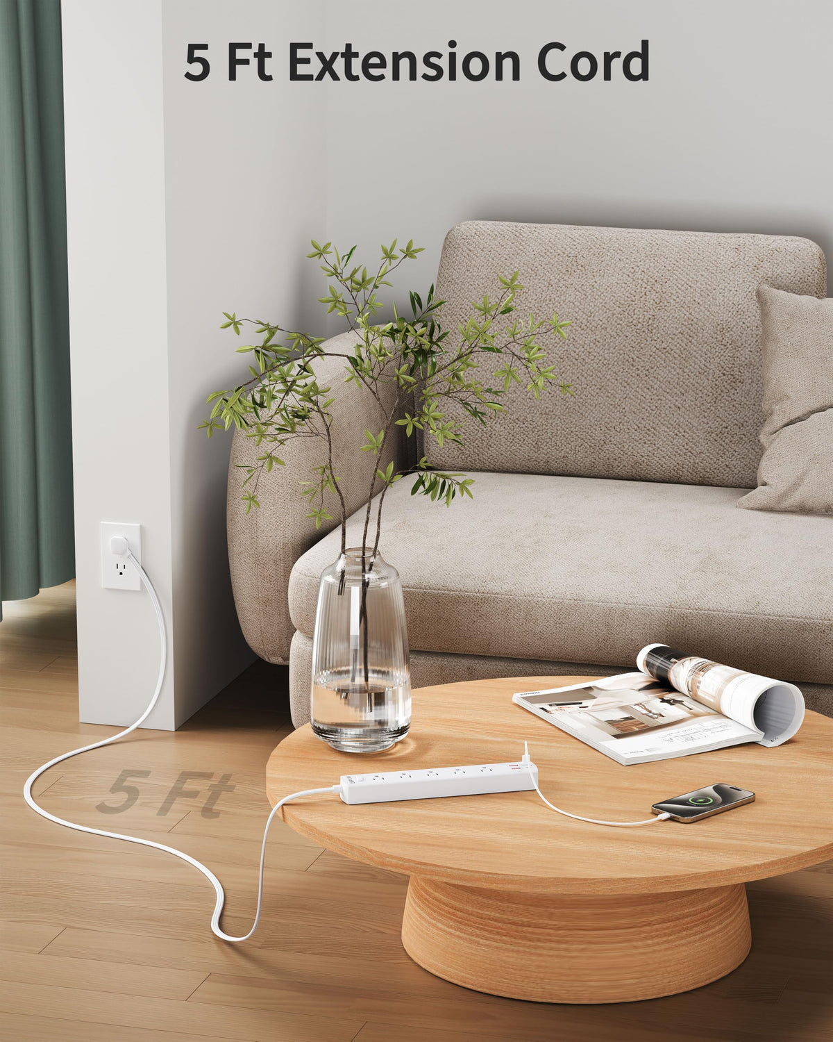 DEPOW power strip wall-mount holes illustrating easy installation