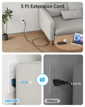 DEPOW space-saving two-sided design avoids blocked outlets