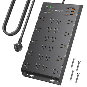 DEPOW surge protector 22-outlet array provides versatile power access for a busy desk