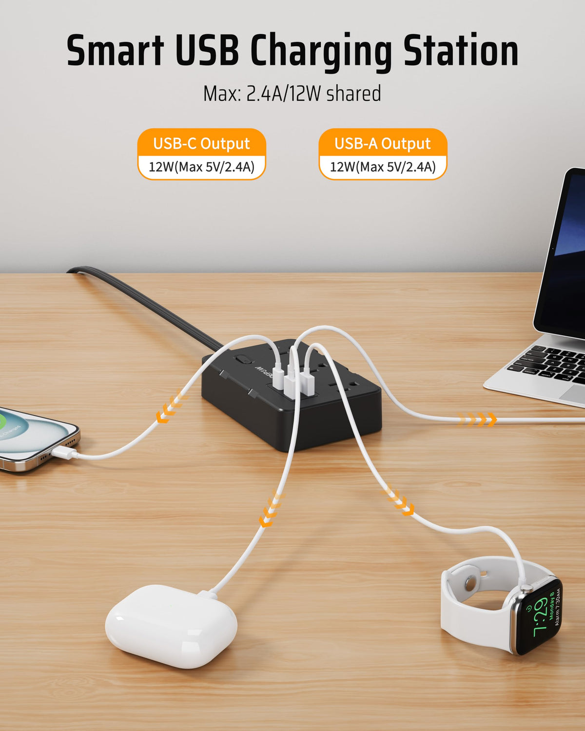 DEPOW 5 ft extension cord provides flexible reach while keeping cords tidy