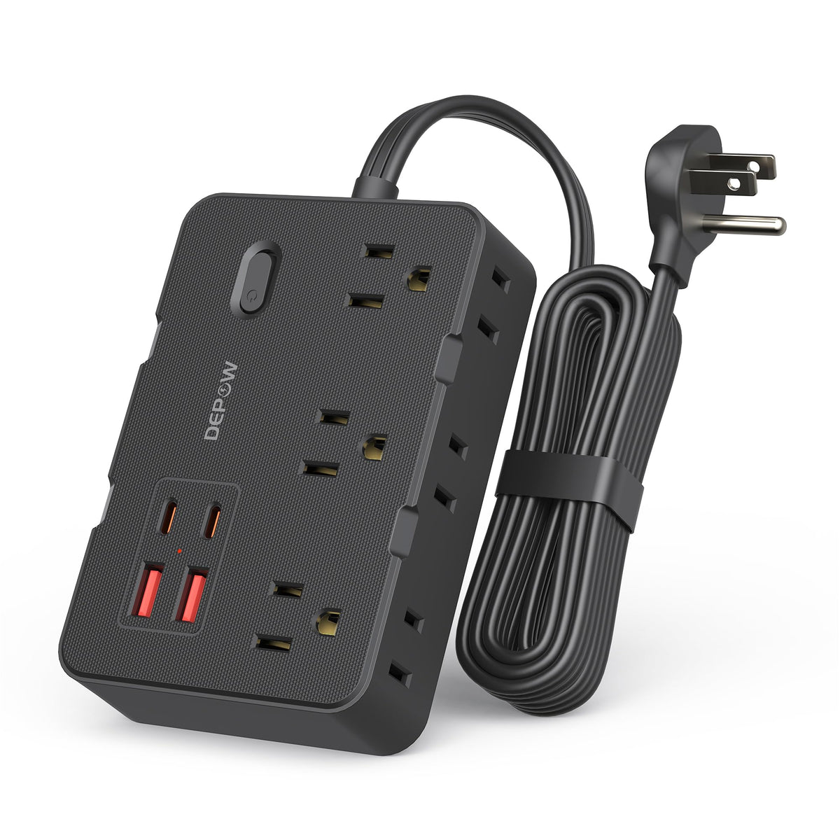 DEPOW surge protector with flat plug for a slim, hidden setup