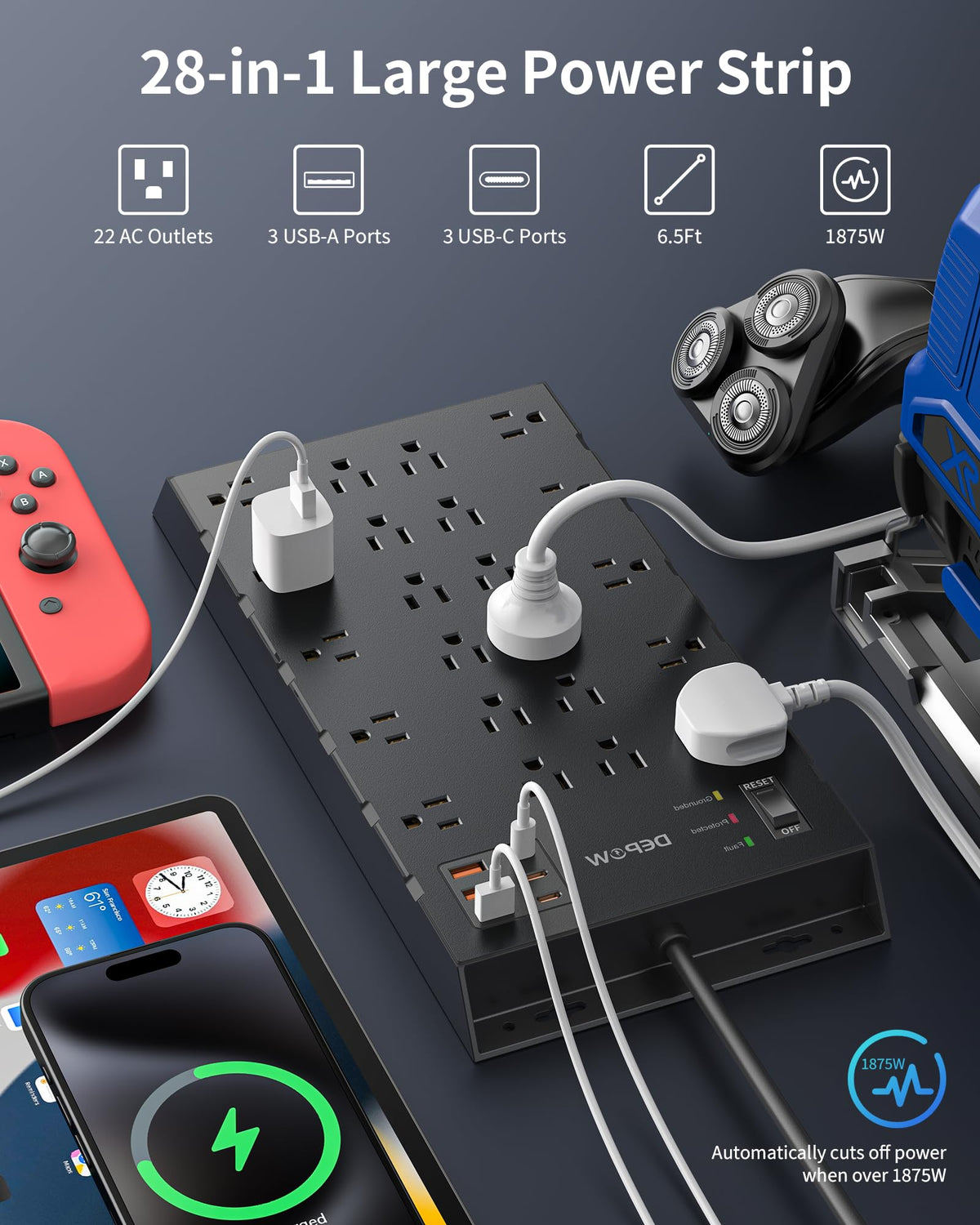 DEPOW USB 6-port hub enables charging multiple devices at once