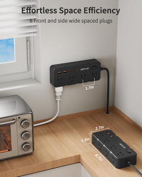 DEPOW detailed shot of USB-C and USB-A ports for fast device charging