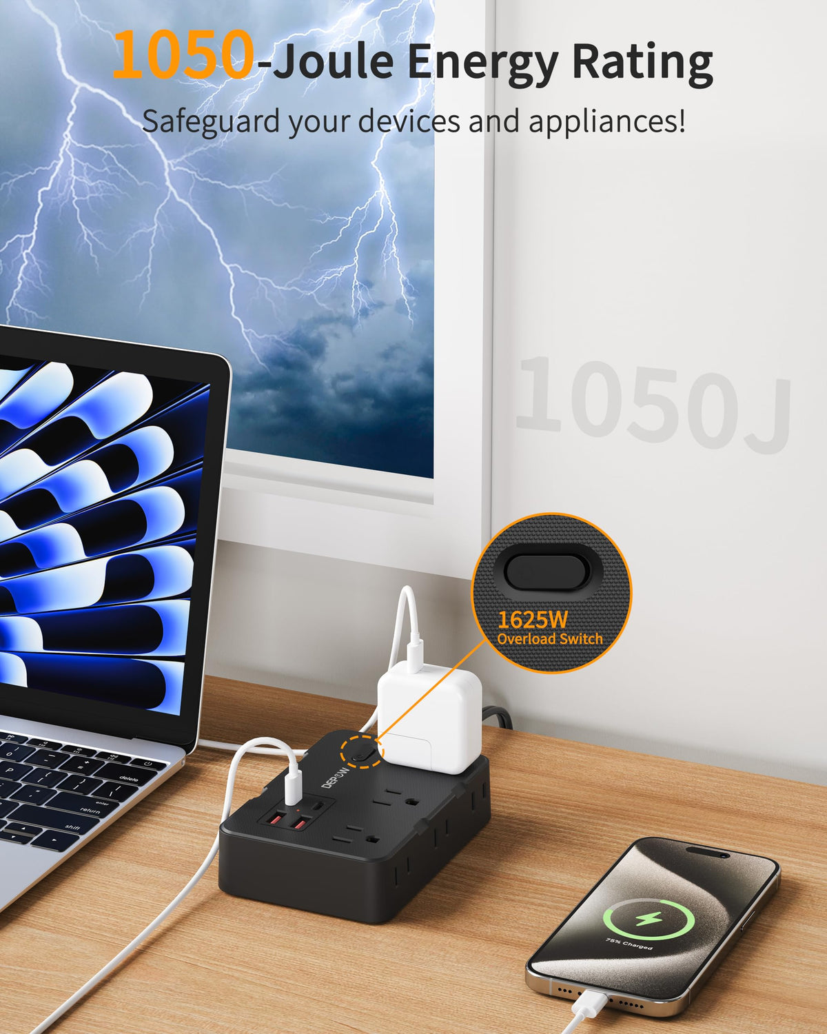 DEPOW wall-mount holes allow secure placement in compact spaces.