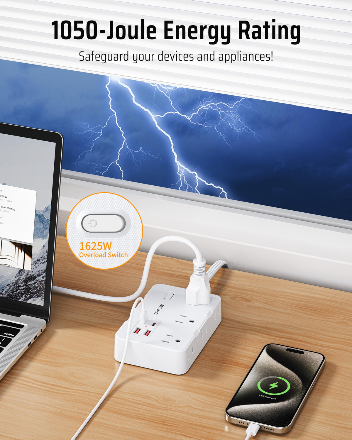 DEPOW wall-mountable design helps keep cords organized and out of the way.