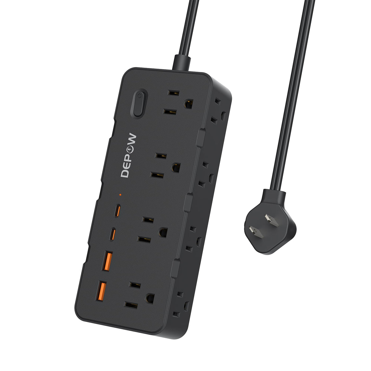 DEPOW wall-mountable power strip keeps cords organized