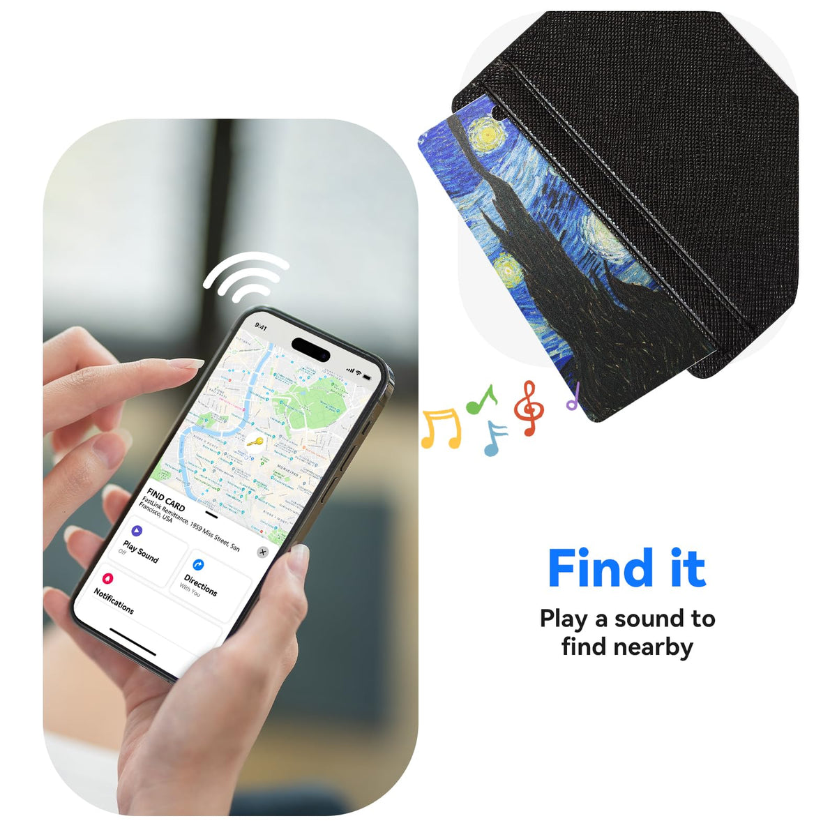 DERAX Wallet Tracker Card – precision finding with loud 90dB alert