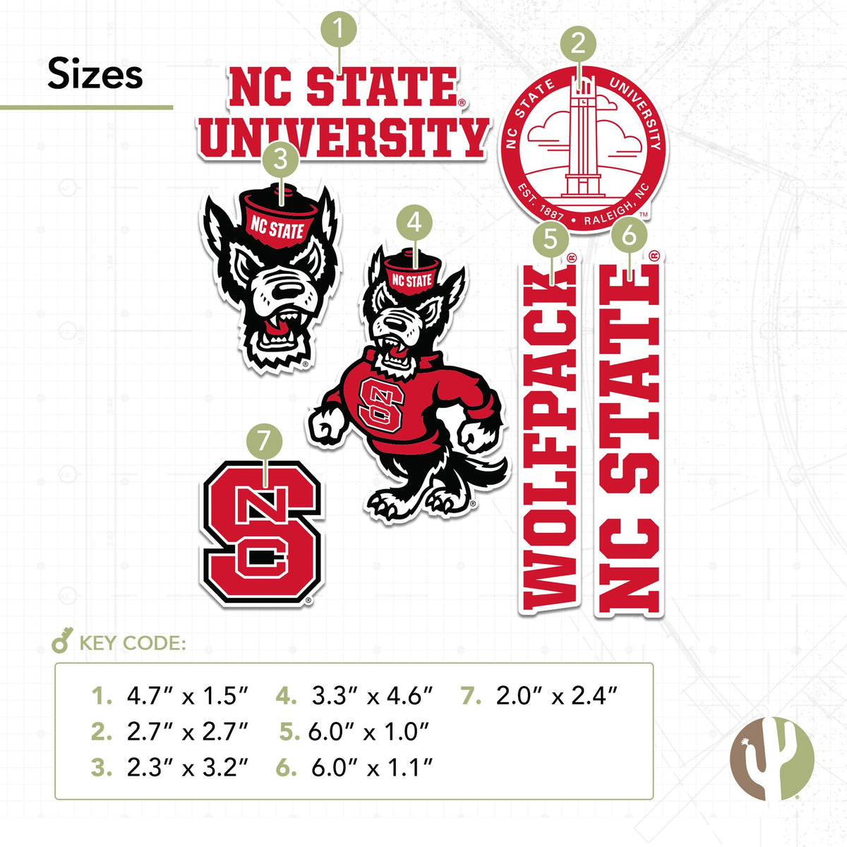 Desert Cactus NCSU Wolfpack sticker on car adds campus spirit outdoors.