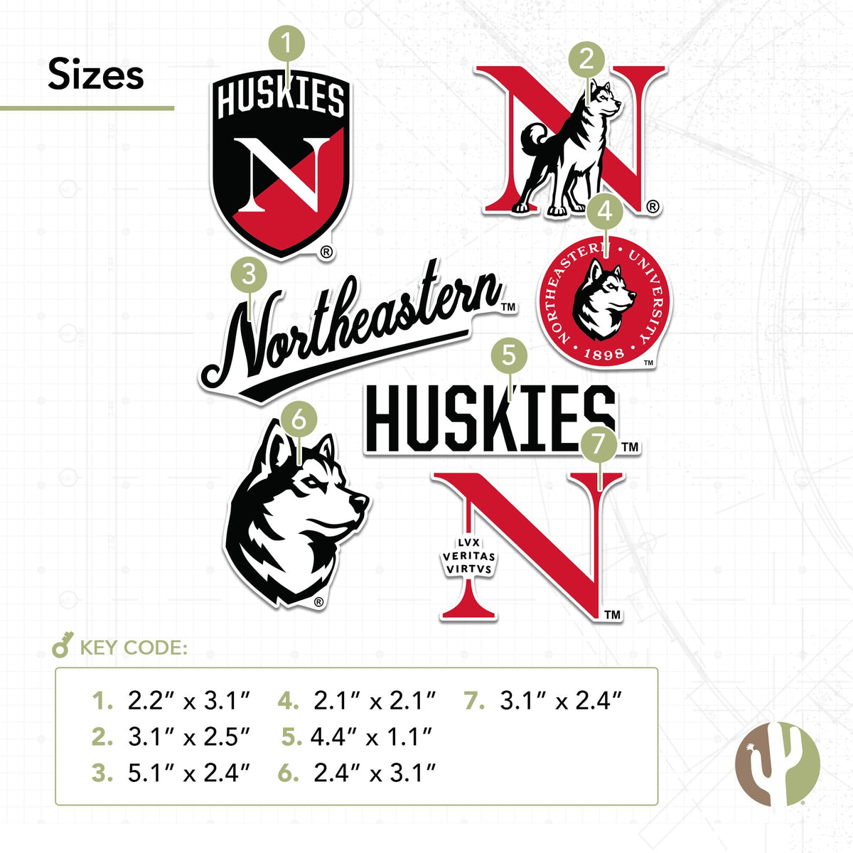 Desert Cactus Huskiesr sticker on car window adds campus pride