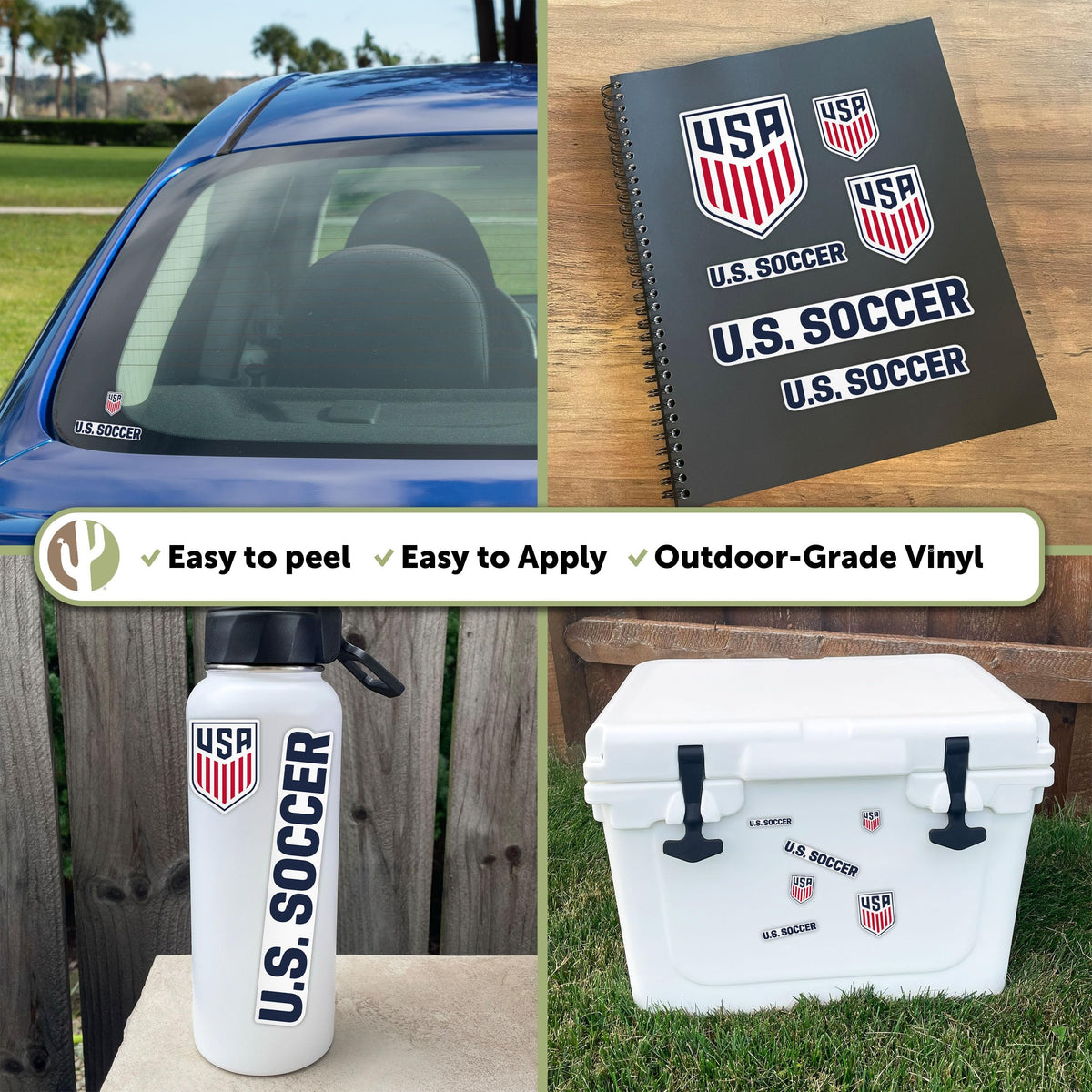 Desert Cactus USMNT sticker for scrapbooking adds team pride.