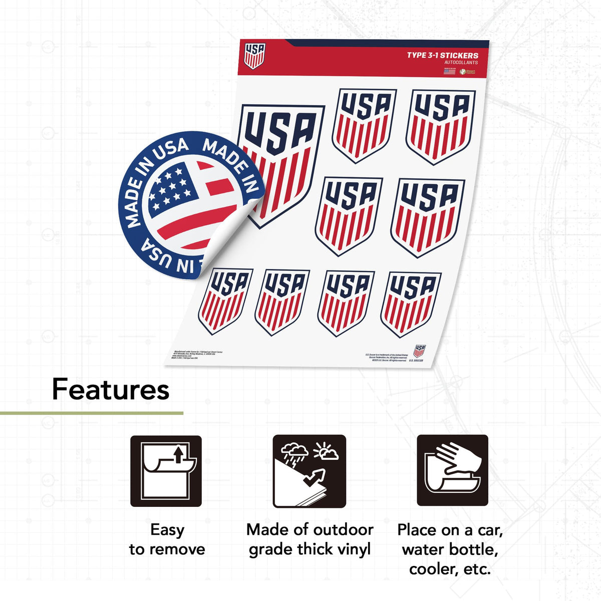 Desert Cactus USMNT sticker on a water bottle for everyday fandom