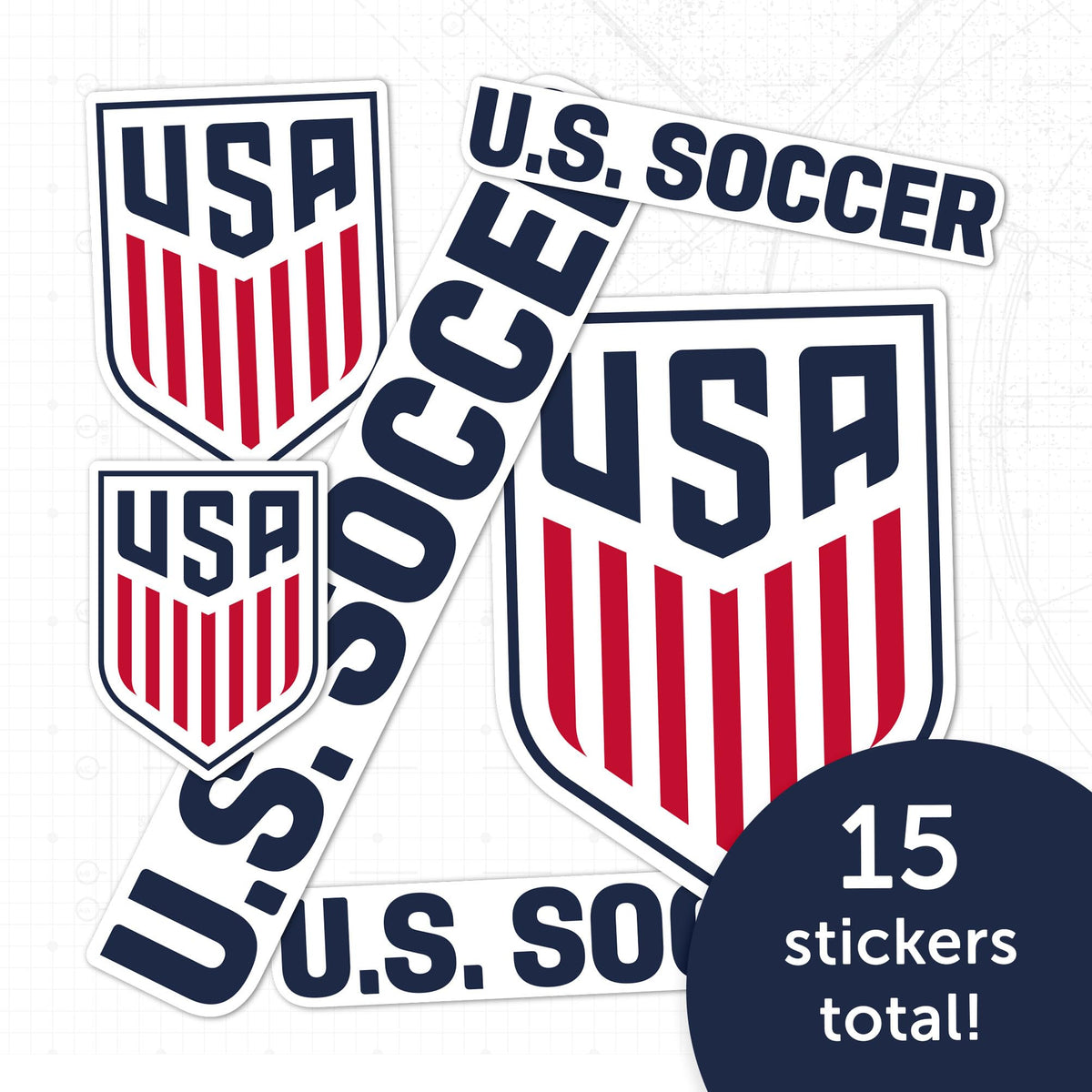 Window decal from Desert Cactus showcases USMNT pride on glass surfaces.