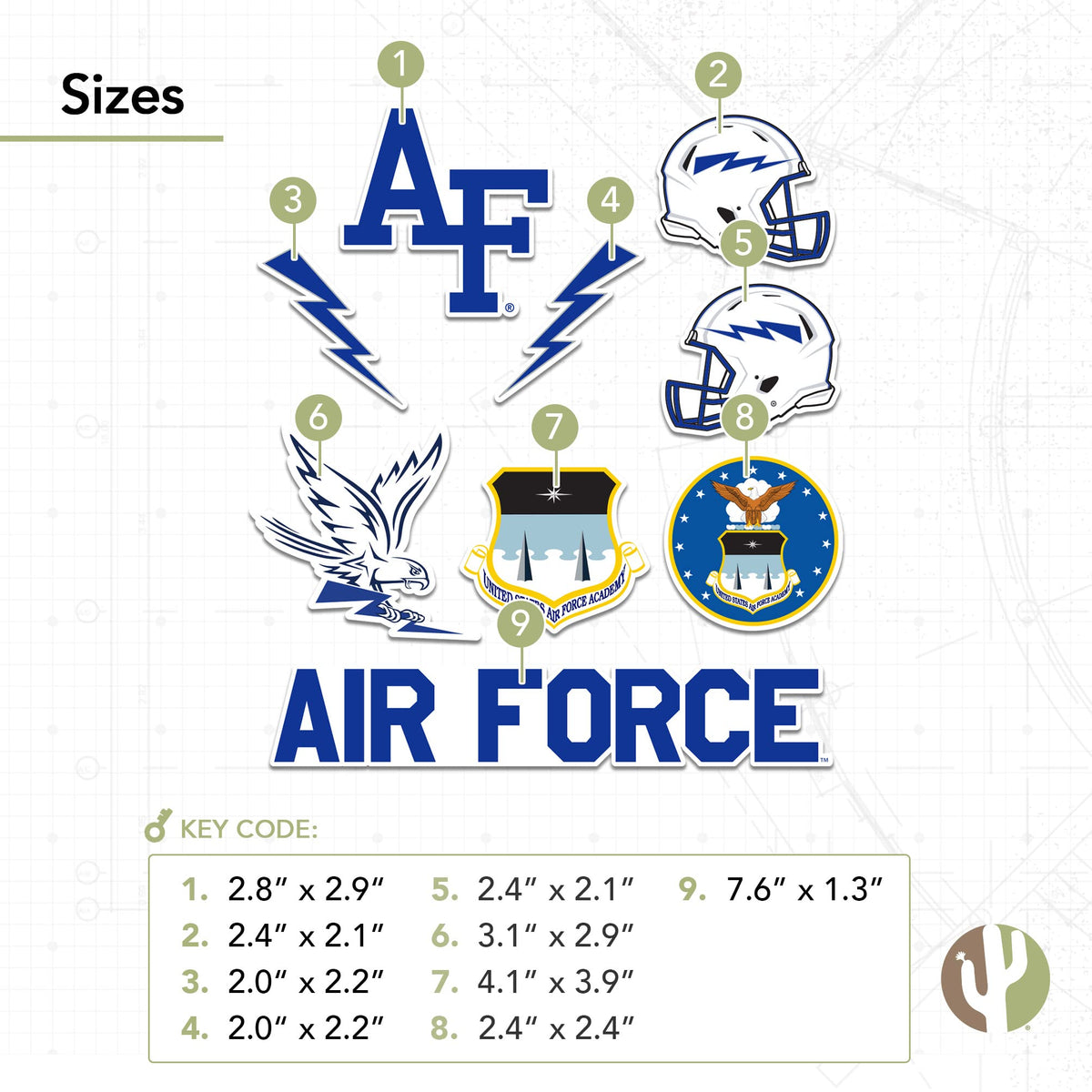 Desert Cactus USAFA Fightin Falcons sticker on car window showcases pride on the go.