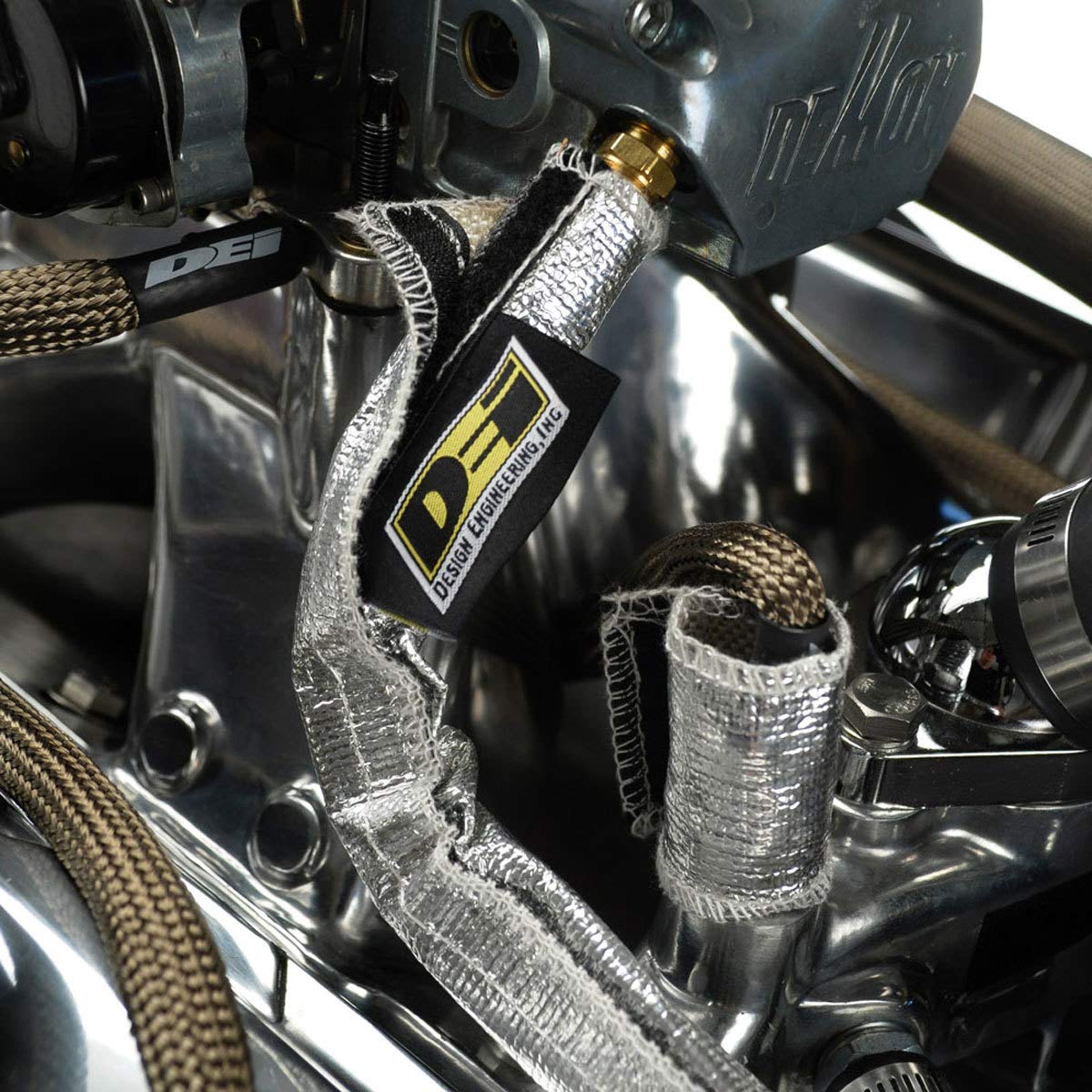 Design Engineering Heat Shroud closeup of aluminized surface and aramid stitching for durability