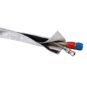 Design Engineering Heat Shroud front view showing hook and loop closure protecting hose