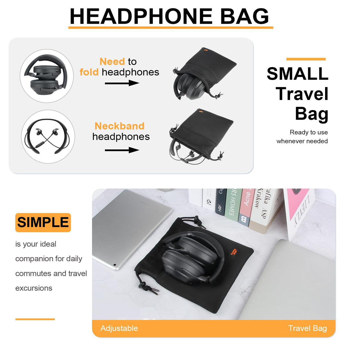 Desing Wish pouch storing cables, power bank and earbuds for organized accessory storage