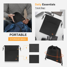 Desing Wish bag next to over-ear headphones showing size fit and compact protection