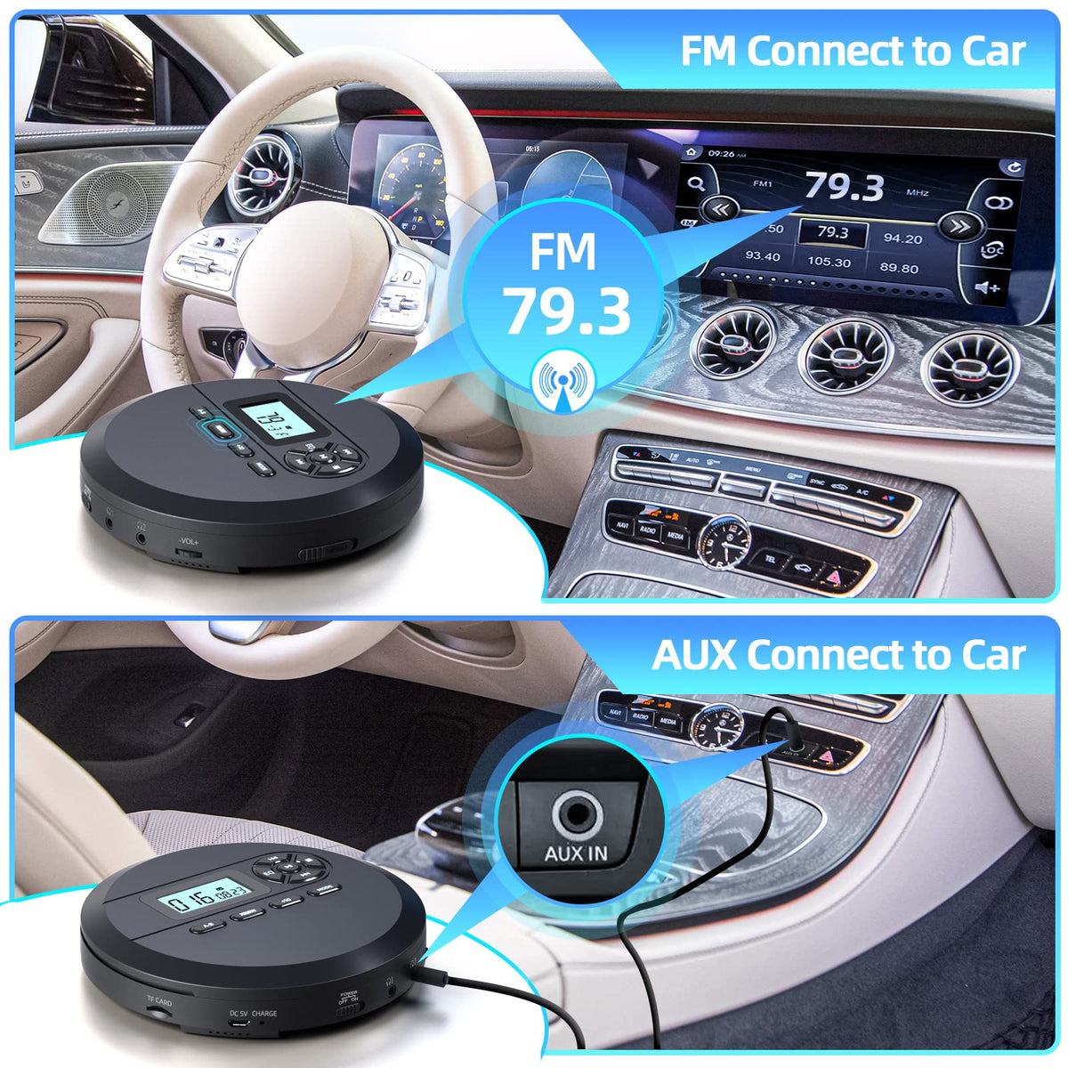 Desobry with included AUX cord and earphones for wired convenience