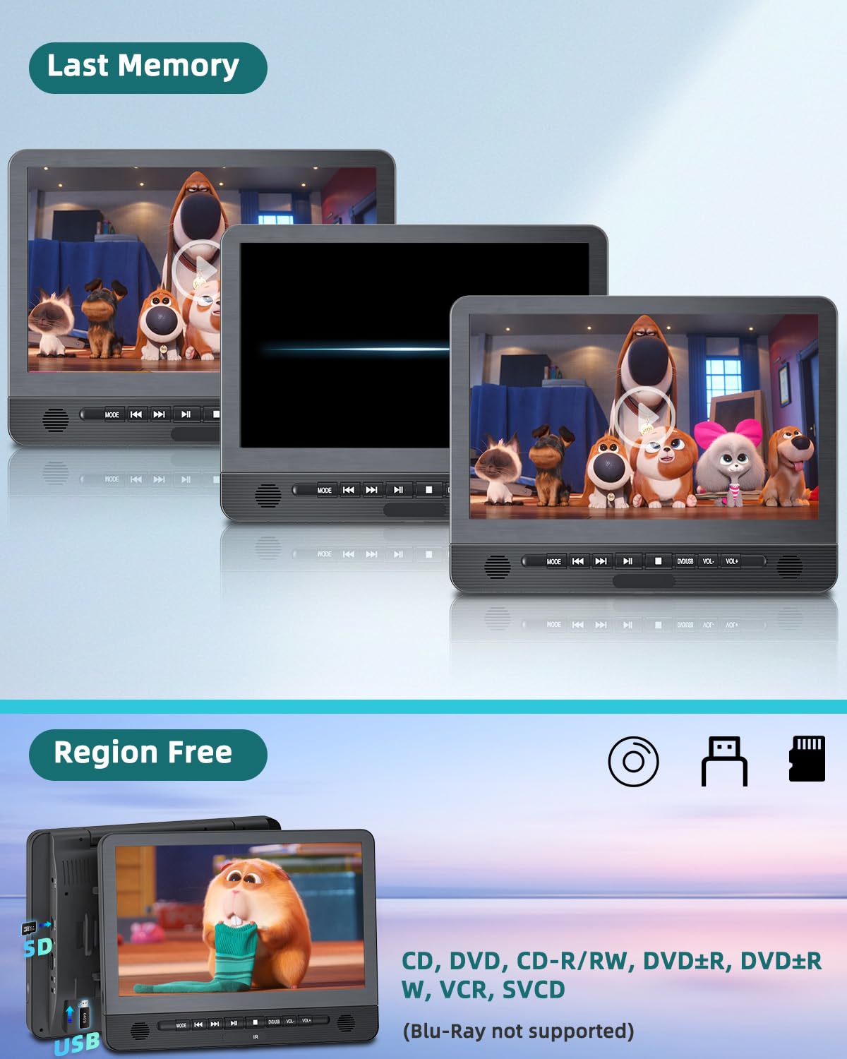 DESOBRY AV OUT connects to a larger home television for shared viewing