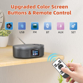 Desobry boombox showing Bluetooth transmitter and receiver for phone-to-speaker use