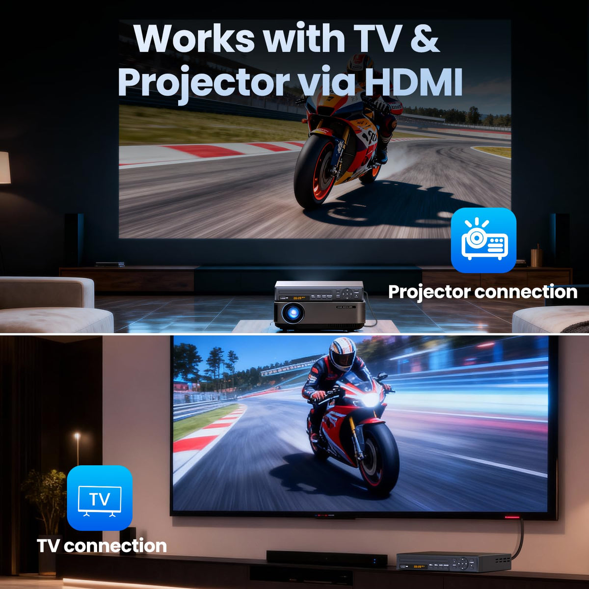 Desobry HDMI DVD Player remote controls for easy navigation across the room