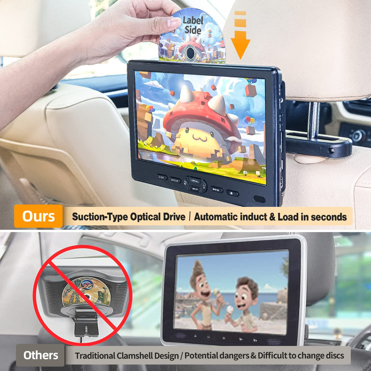 DESOBRY headrest mount bracket keeps the player secure during rides.