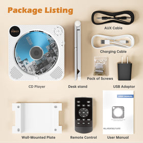 Desobry packaging includes remote control and cables for ready setup.