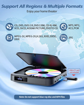 DESOBRY player connected to TV in living room demonstrating sharp 1080P viewing