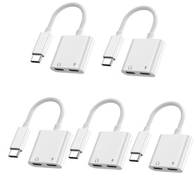DESOFICON dual USB-C headphone adapter for iPhone 17 5-pack, convenient audio and charging dongle