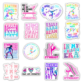 DESTWA gymnastics sticker on water bottle for daily personalization and durability.