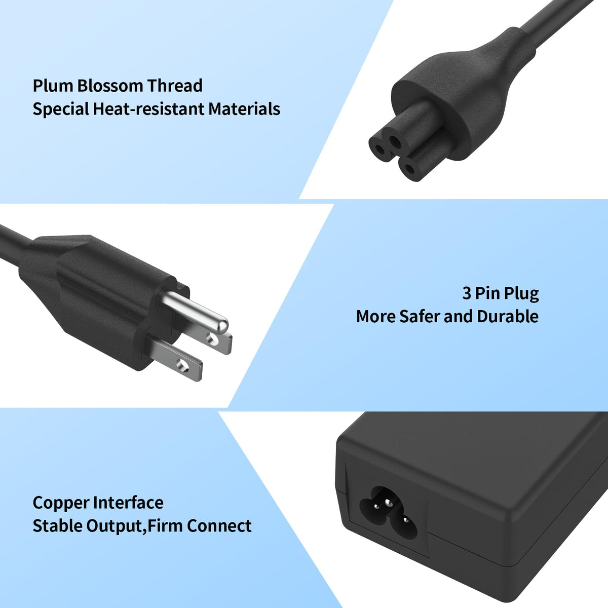 Deuanr 45W charger with cable and plug, travel-ready for Dell laptops.