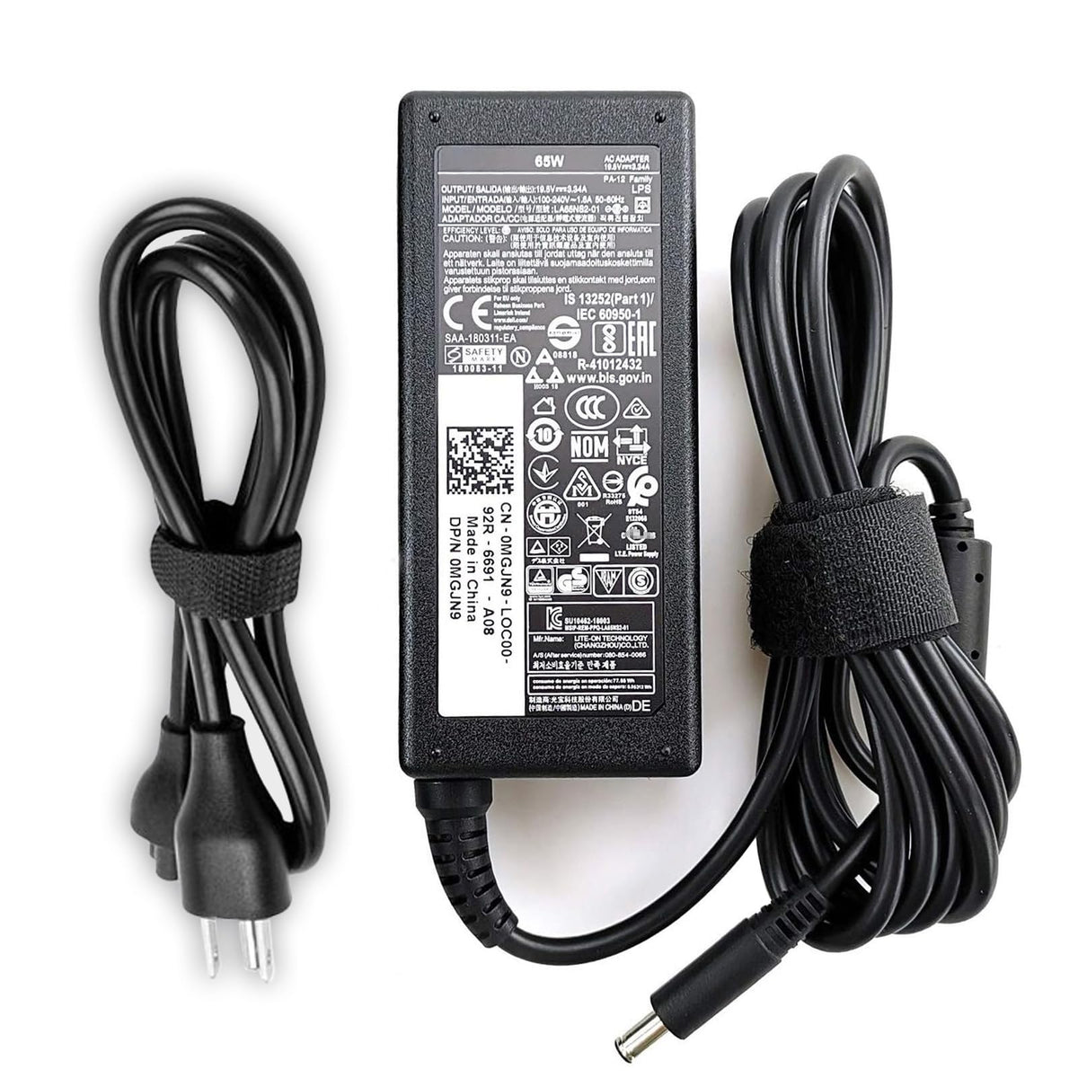 Deuanr 65W Dell charger front view powering Inspiron laptops