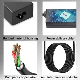 Deuanr 65W Dell charger side view with slim profile in mind