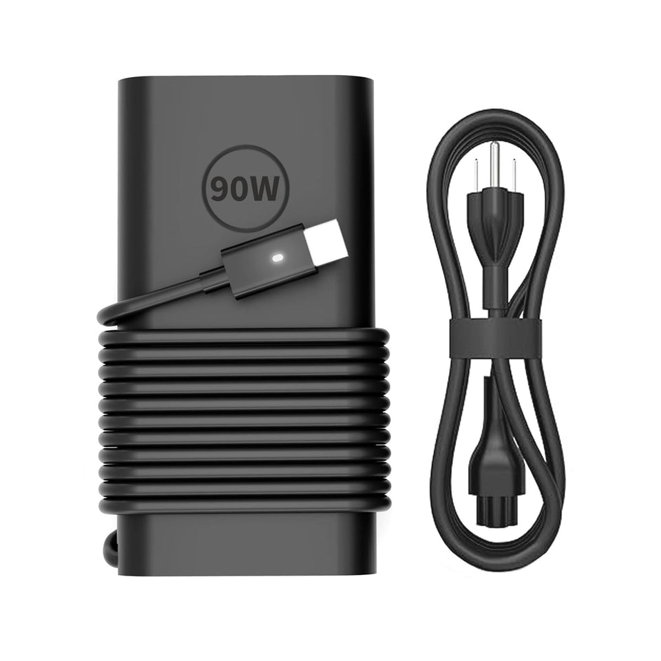 Deuanr 90W USB-C charger front view showing compact housing and label, reliable charging