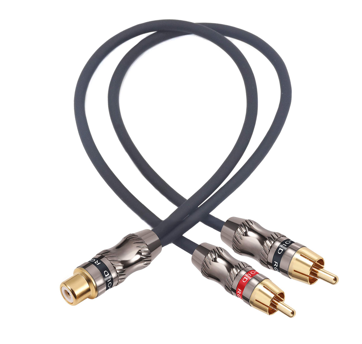 Devinal RCA female to dual RCA male adapter with 24k gold plating for clean signal transfer
