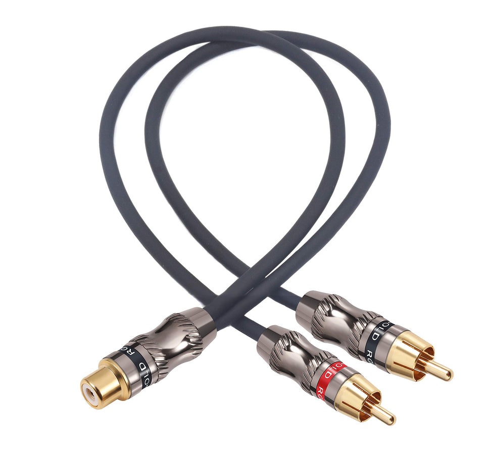 Devinal RCA female to dual RCA male adapter with 24k gold plating for clean signal transfer
