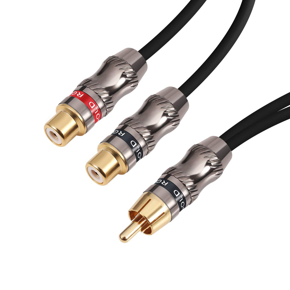 Devinal RCA splitter with gold-plated connector for crisp, reliable signal transfer.