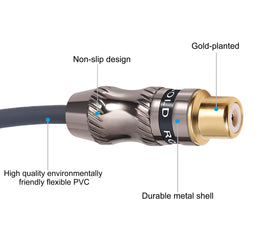 Devinal heavy-duty cable with gold plating reduces signal loss and interference.
