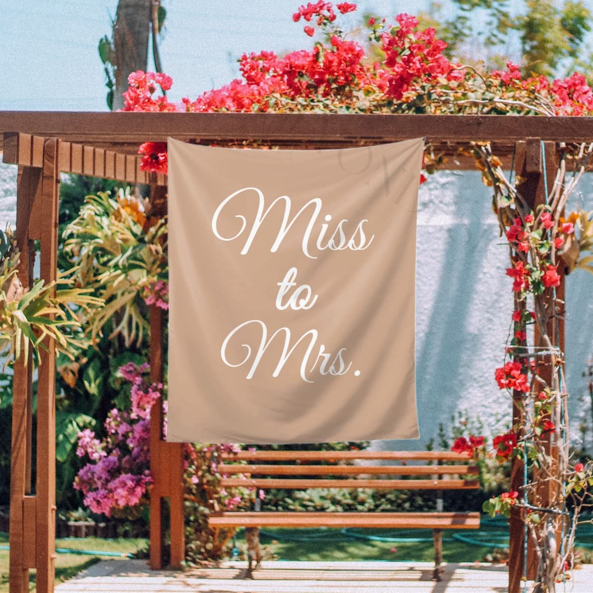 DEVONDESIGN Miss to Mrs banner easy-install for versatile wedding decor.