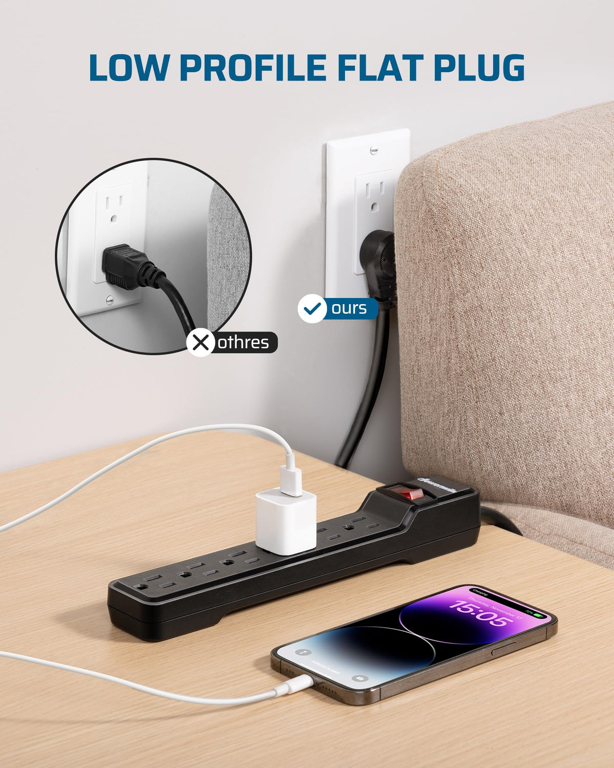 DEWENWILS mounted under desk demonstrating tidy cable management benefit