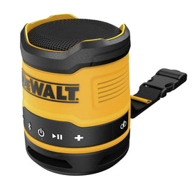 DEWALT DCR008 carry strap detail showing secure transport benefit