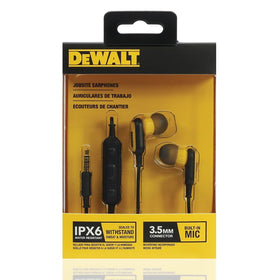 DEWALT earphones in use with gloves for easy operation.