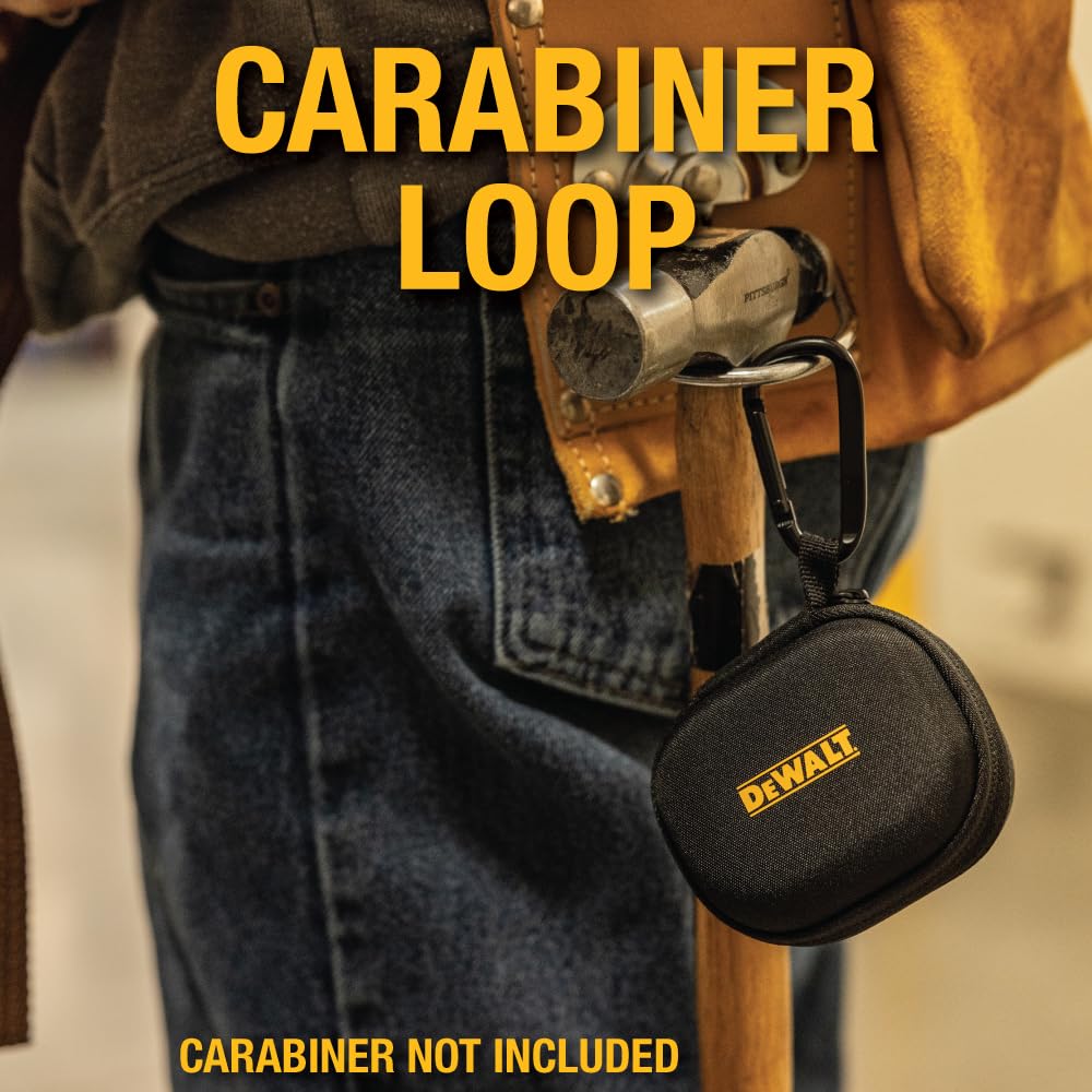 DEWALT hard-shell case keeps TWS earbuds safe during transport.