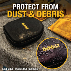 DEWALT headphone case with mesh pocket to store cables and tips