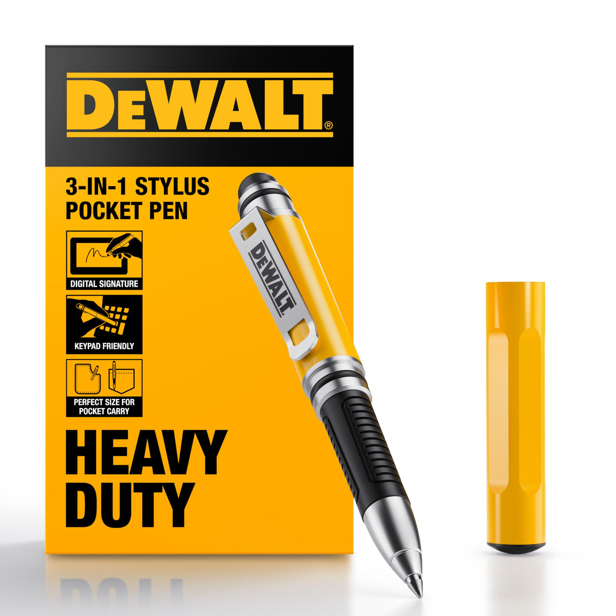 DEWALT heavy-duty 3-in-1 mini stylus pen front view for easy on-the-go writing